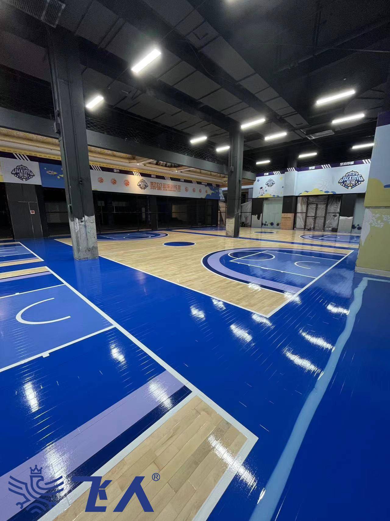 优质篮球馆彩漆应具备哪些特征?飞人木地板彩漆助力球馆升级改造