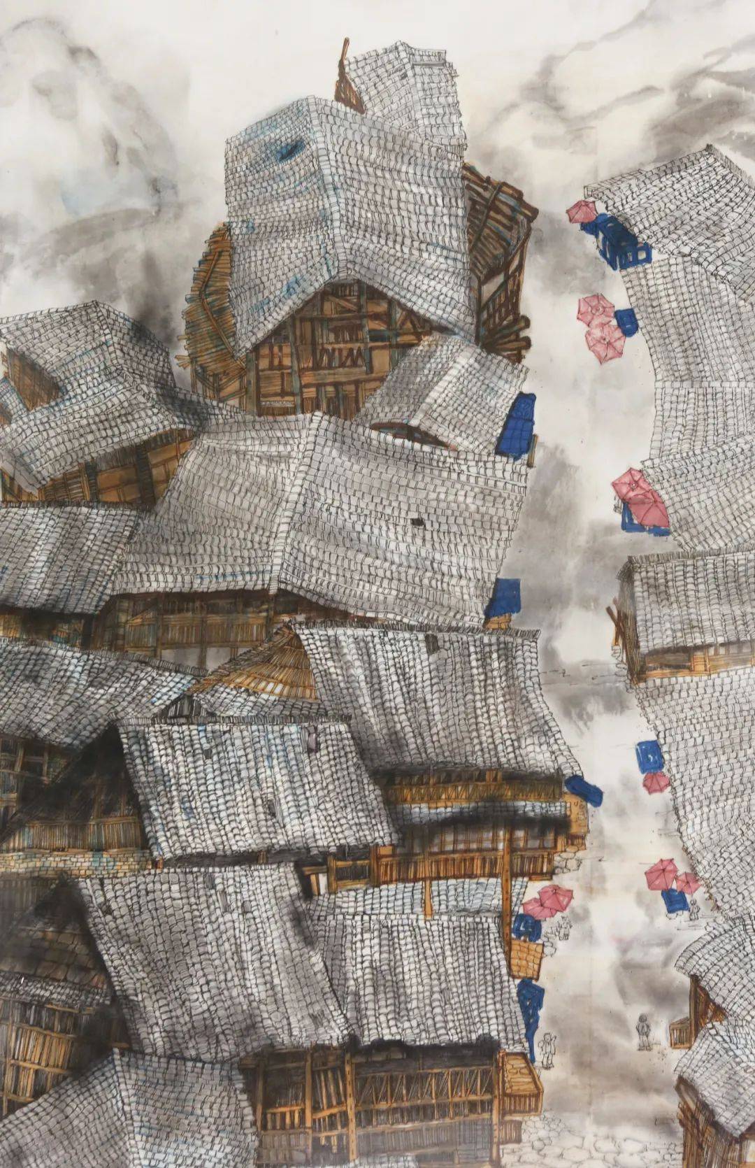 学生作品 向冬梅 14岁 《印象苗寨》学生作品 樊亦涵 17岁 《藏族少女