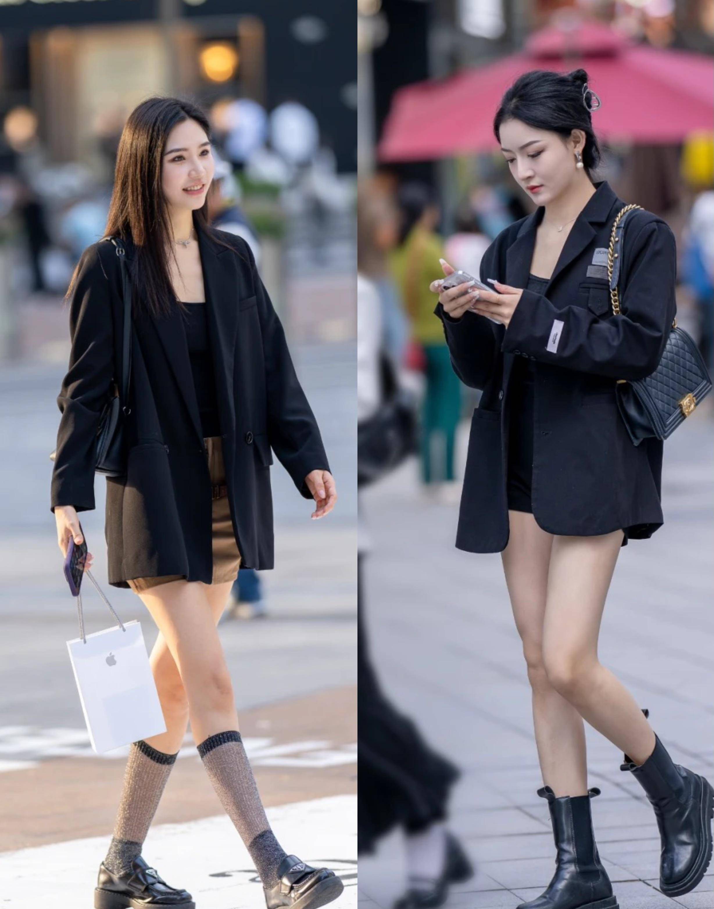 看重庆街拍才明白:满大街都在穿一身黑,时髦帅气贼拉风!