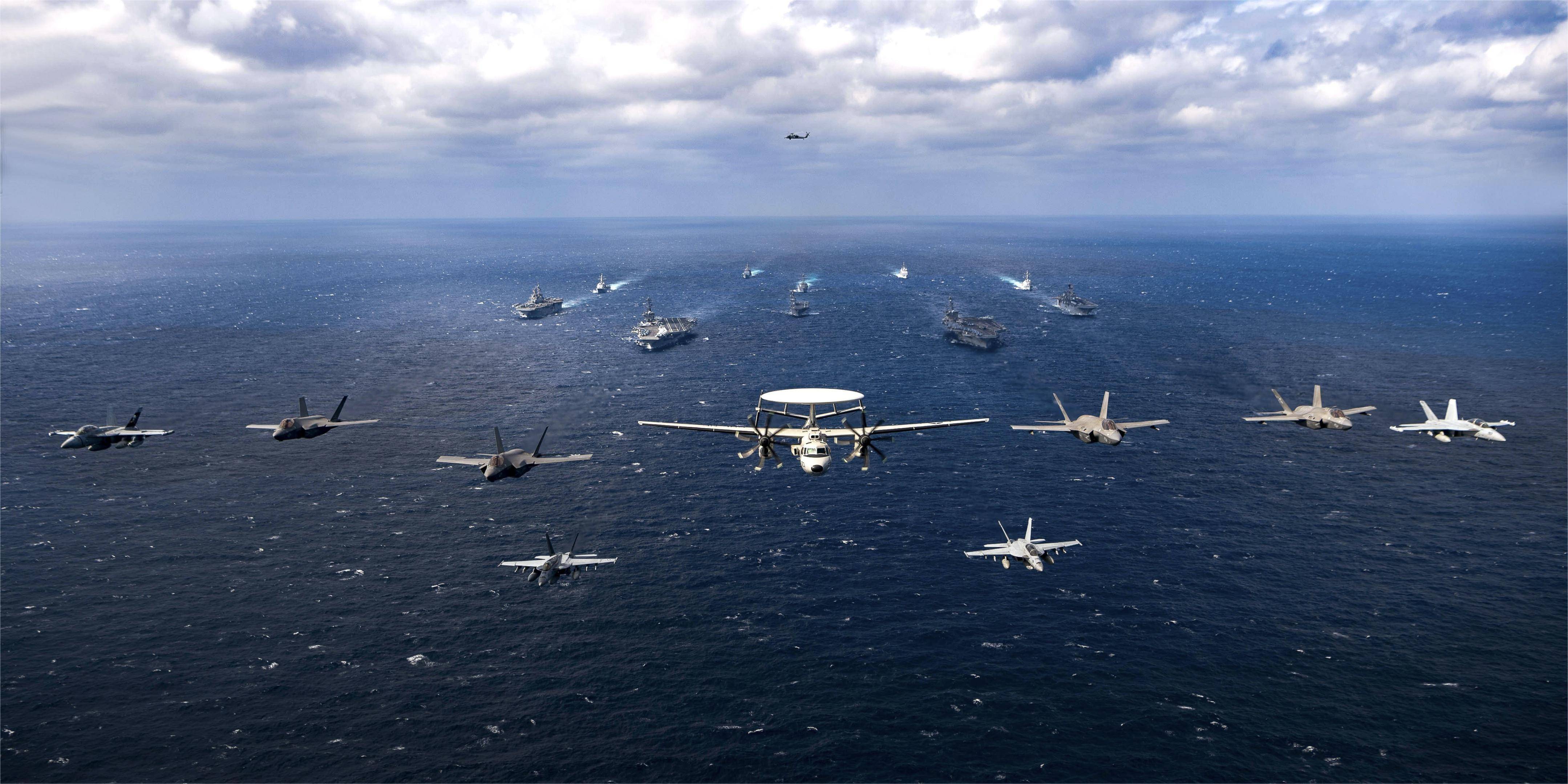 中东方向增援的美军里根号航母打击群无法脱身,被我们牵制在西太平洋