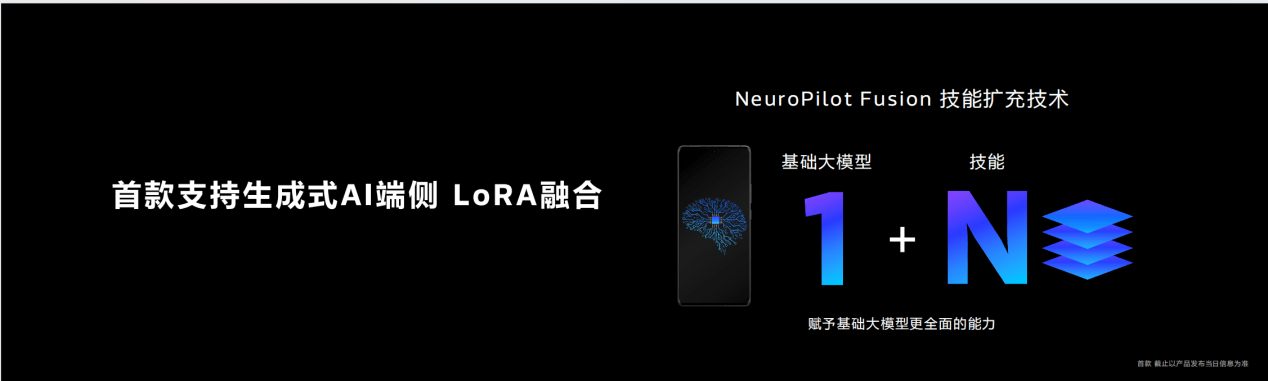 天玑9300率先支持LoRA融合的端侧技能扩充技术，让基础大模型能力更全面