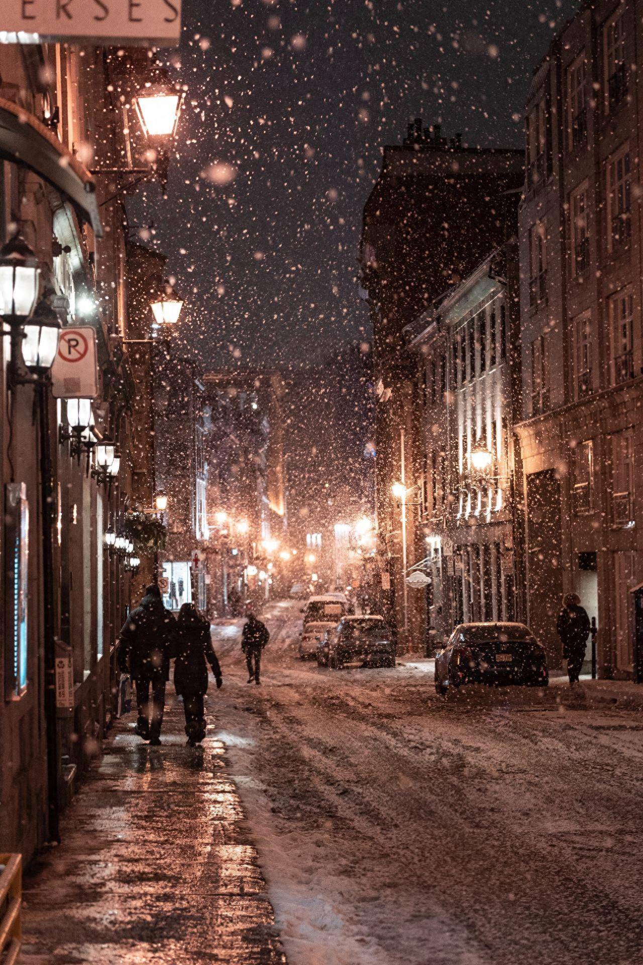 城市下雪夜景图片大全图片