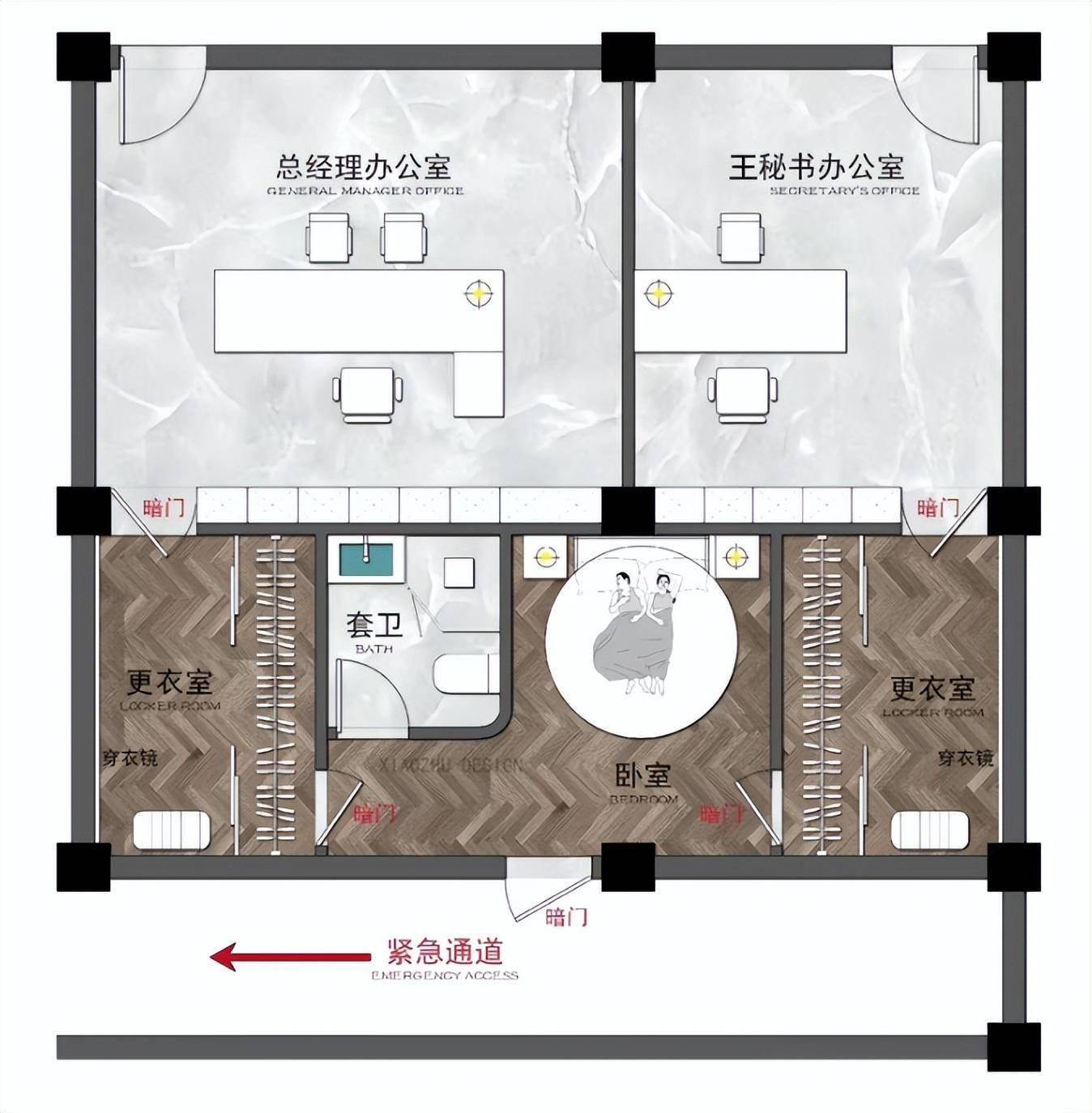 还有网友发挥想象力,设计出了两人的办公室,藏有暗道,互相可以串门