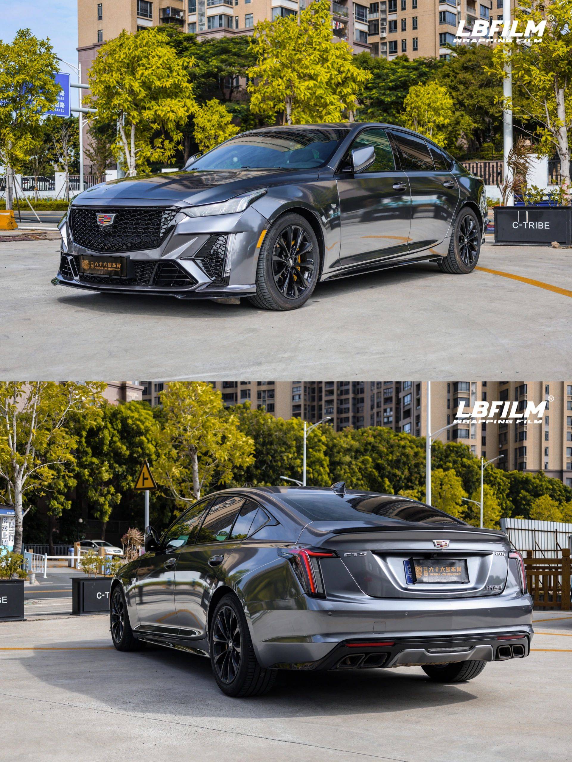 凯迪拉克lb改色膜超亮金属钨钢,真的很好看啊 灰色系yyds