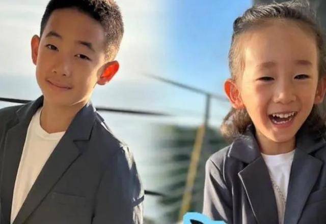应采儿晒萌娃近照,jasper穿西装超帅气酷似爸爸,弟弟留长发造型