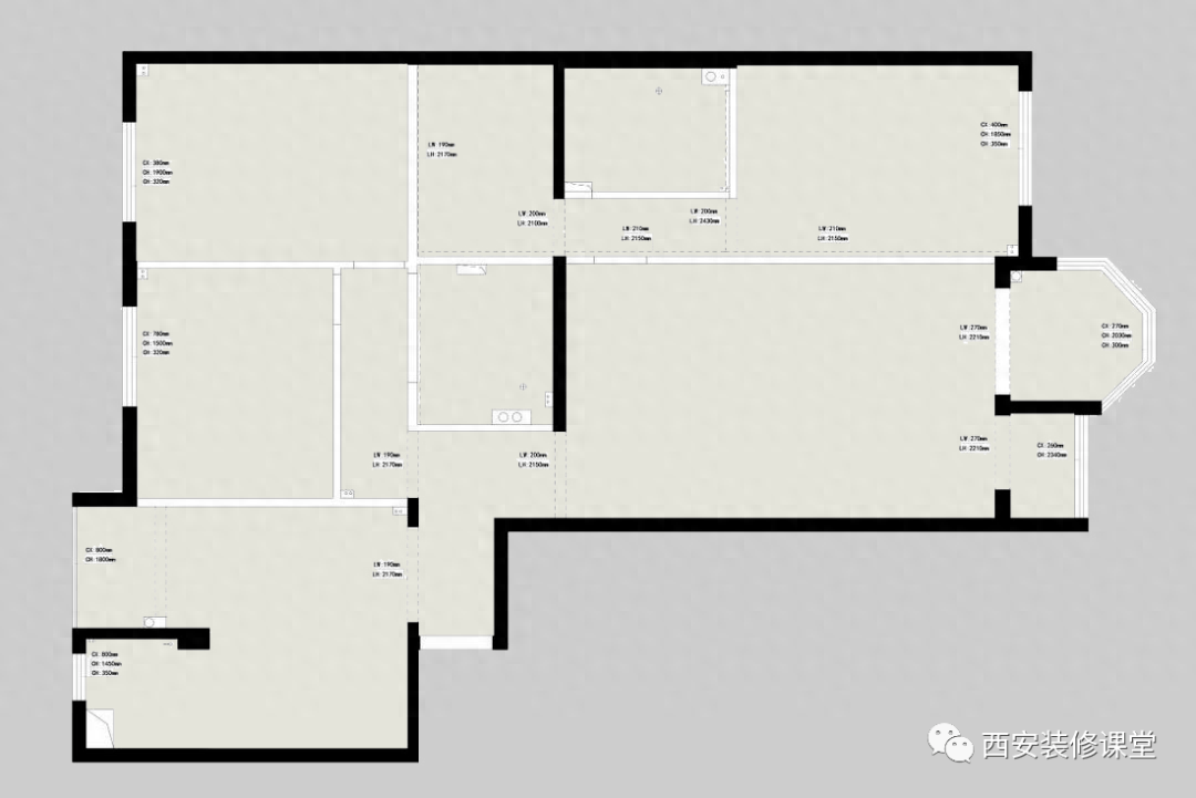 原始圖紙為三室兩衛結構,但是三代六口人一兒一女居住,顯然剛需無法