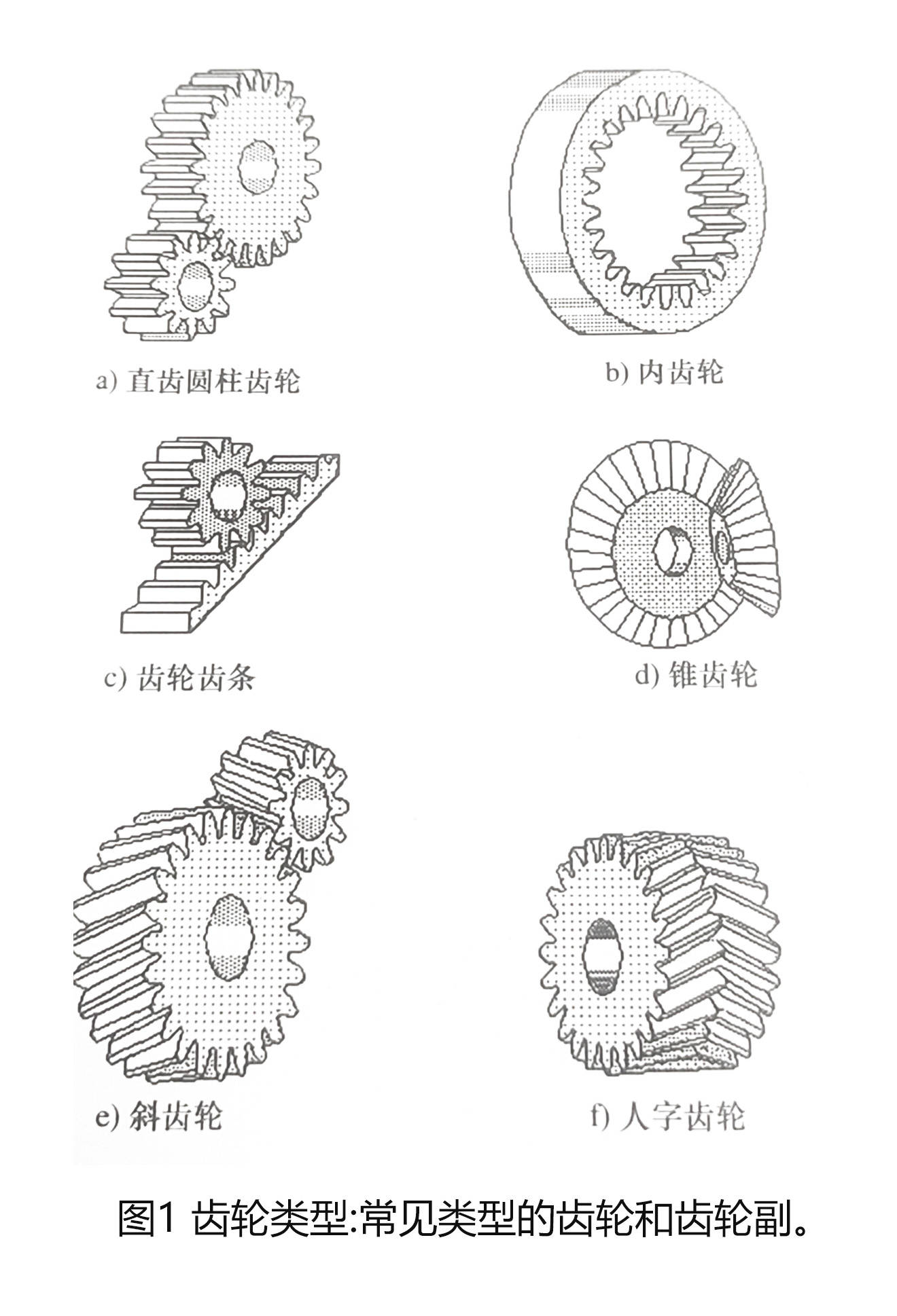 如圖1e所示,斜齒輪的輪齒對軸線補償了一定角度,使其以螺旋方式繞在軸