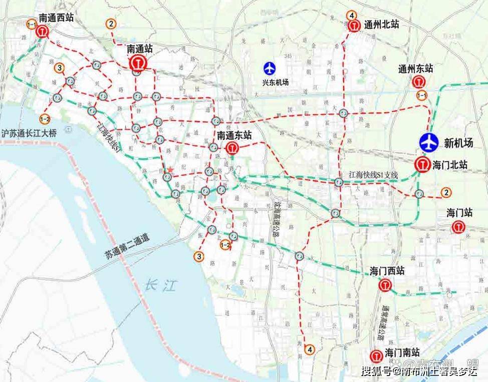 南布洲土著吴梦达解析 最新南通中心城区轨道交通图2023公示版