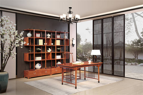 高端艺术家具品牌:美联红木,给您打造一个雅韵的阅读空间_书房_书架