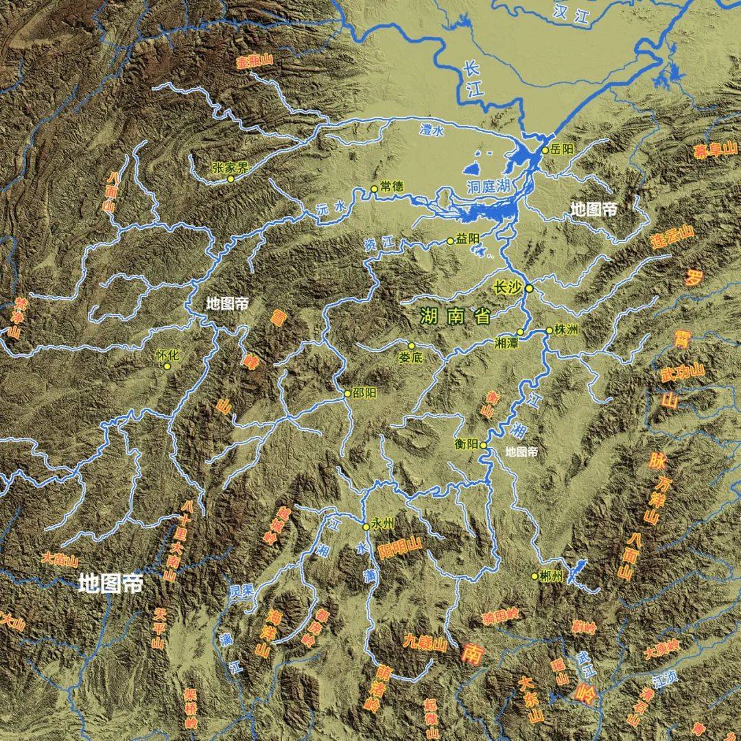 湖南省位於雲貴高原向江南丘陵和南嶺山地及江漢平原的過渡地區,三面