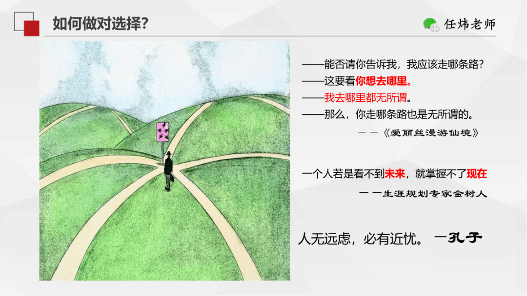 我的建議,就要從未來的工作和生活方面進行考慮.要從長計議,以終為始.