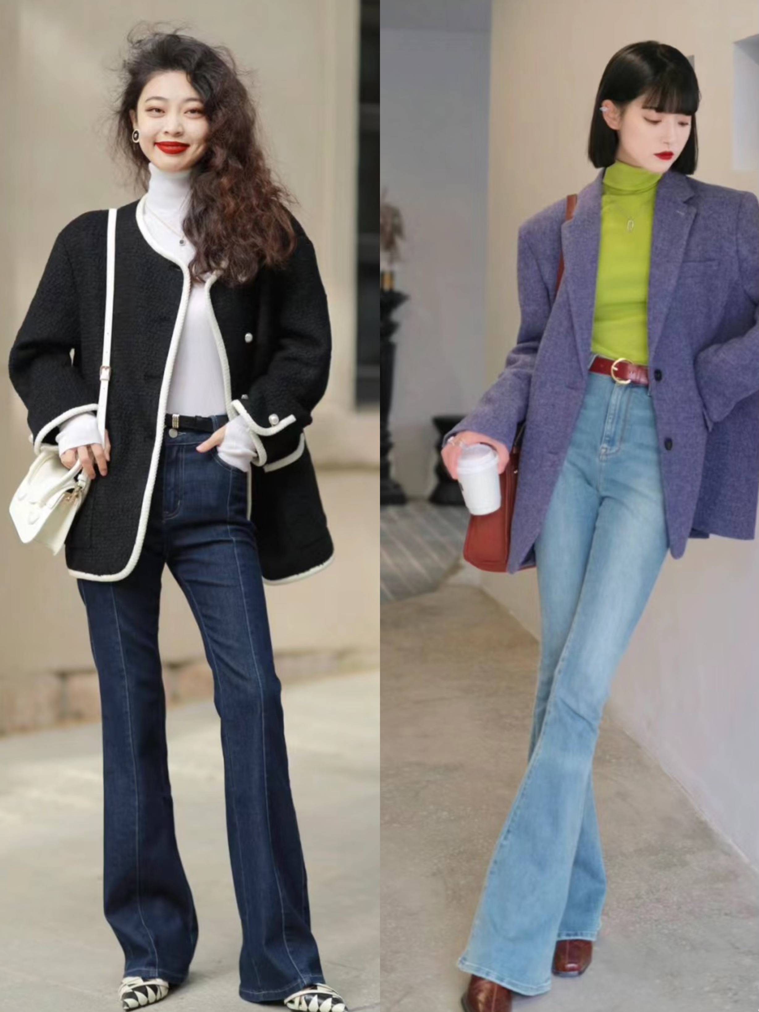 别总穿小黑裤,"微喇叭裤"时髦又显高,搭这"4双"鞋子真洋气