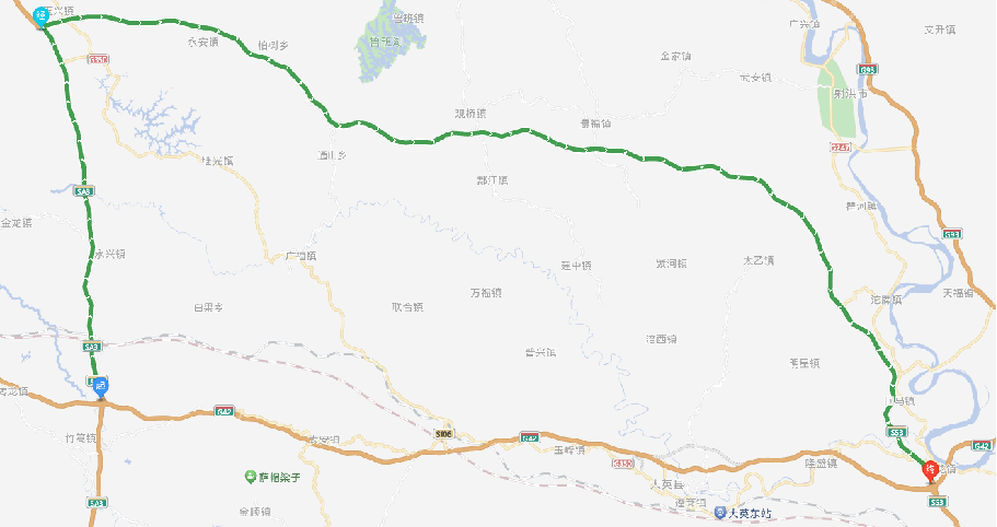 南充 →桂花樞紐 →s53茂遂高速遂回段 →s28遂德高速 →sa3 成都都市