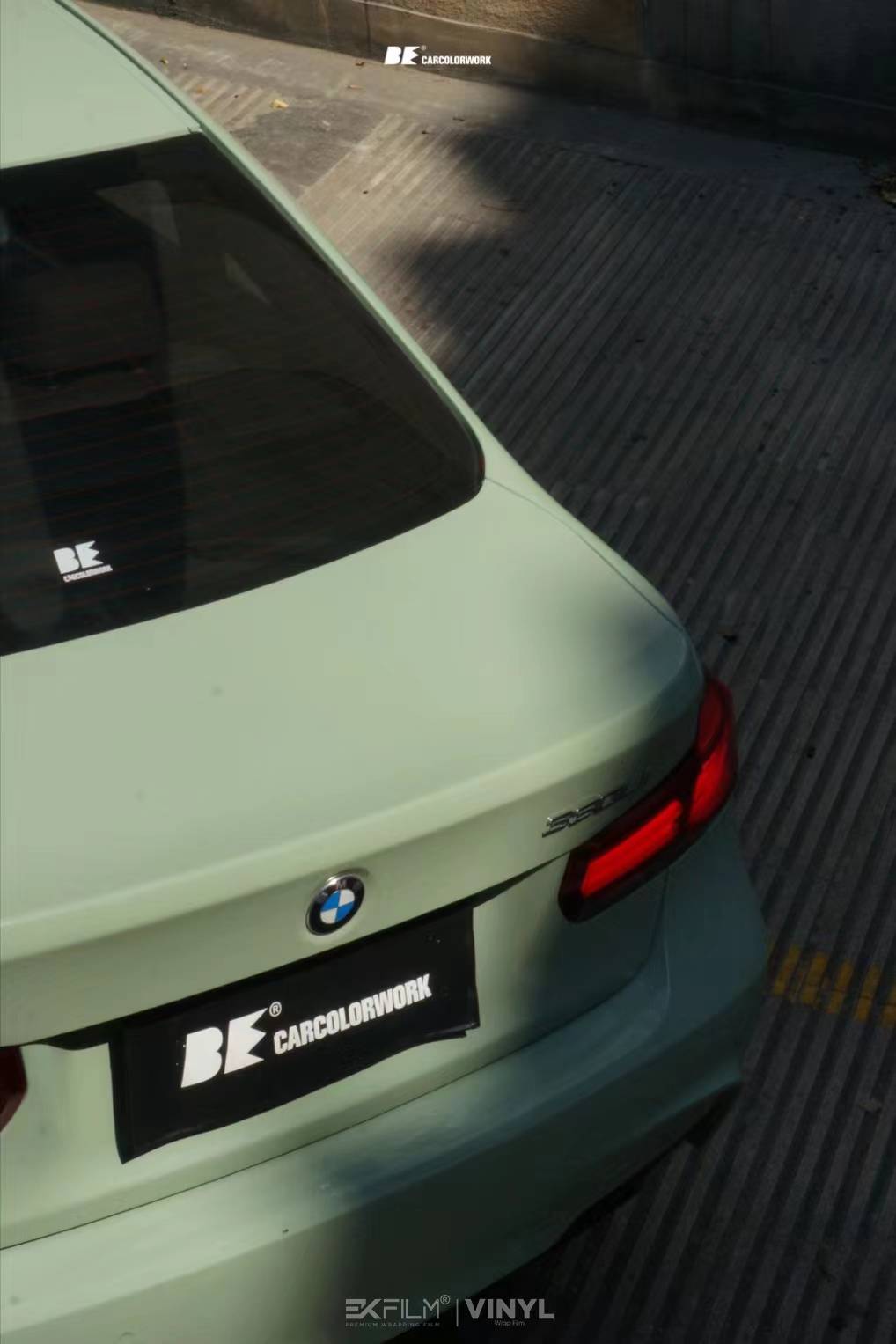 宝马3系ek改色膜卡其绿,低饱和度的莫兰迪色系