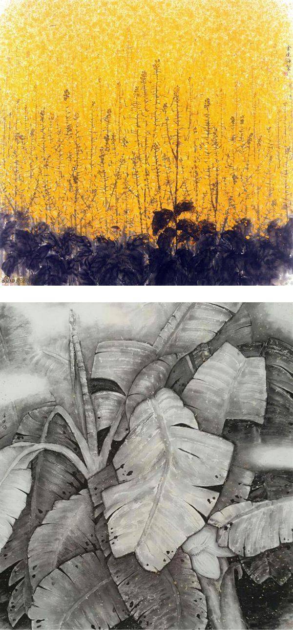 金晓海不但善于画兰花小品,更善于以兰花为题材创作巨幅画作,比如,有