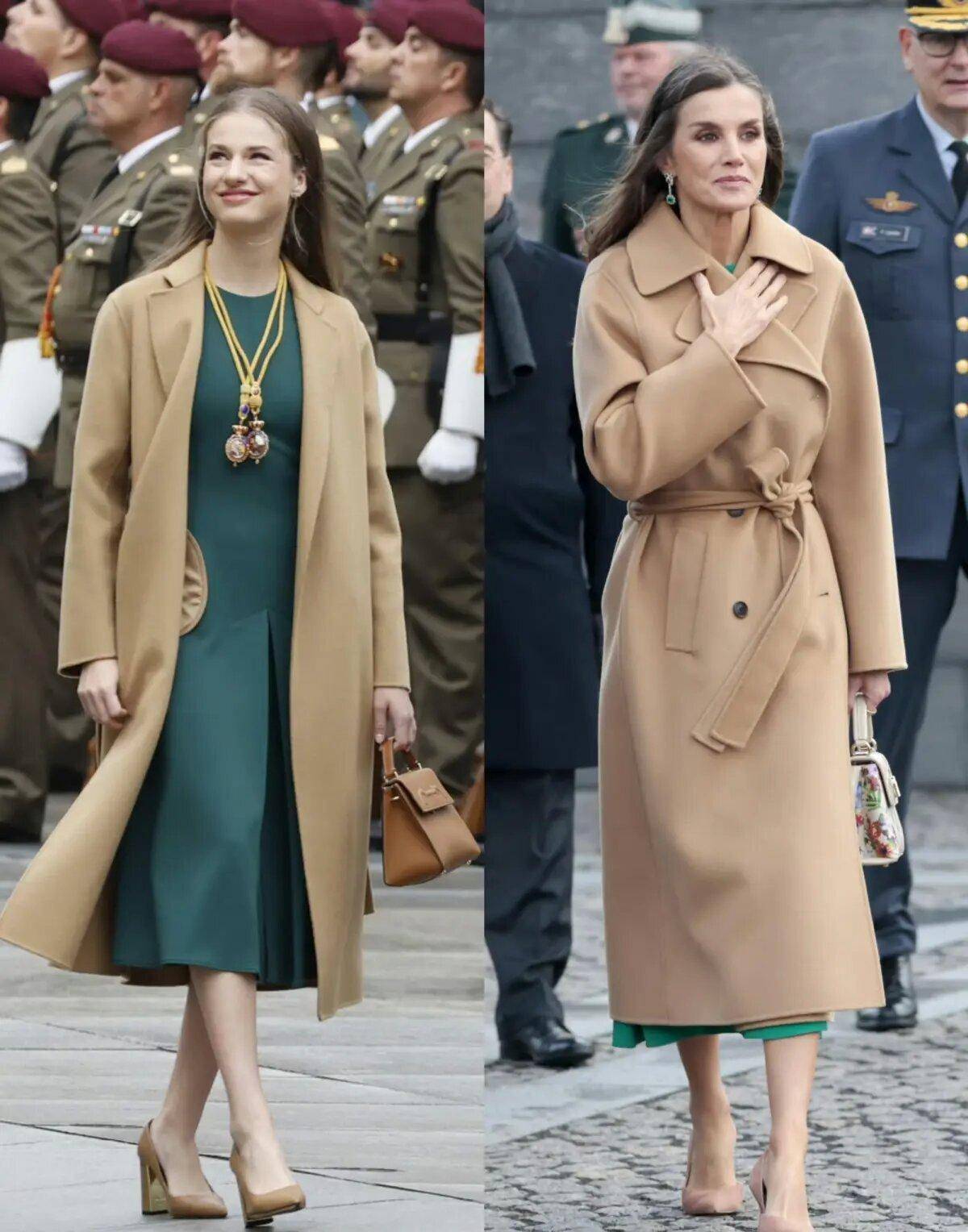 18岁女王惊艳亮相,红 绿不俗,反而美得很高级_莱蒂齐亚_莱昂诺尔_造型