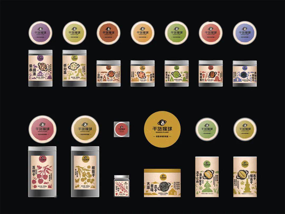 其他产品视觉呈现▽百果园的子品牌—干货猩球,专门突出干果类的零食