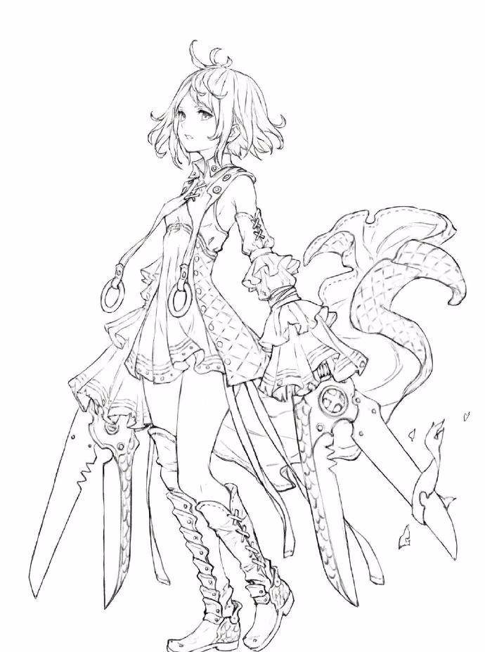 黑白线稿 | 二次元人物线稿