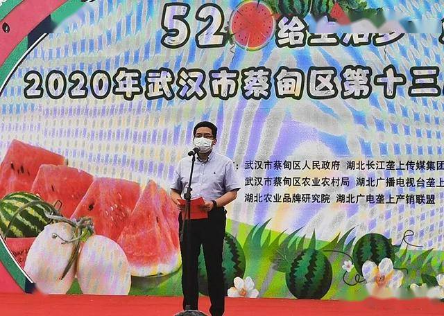 蔡甸区副区长胡王莹在开幕式中致辞并宣布西甜瓜节正式开幕