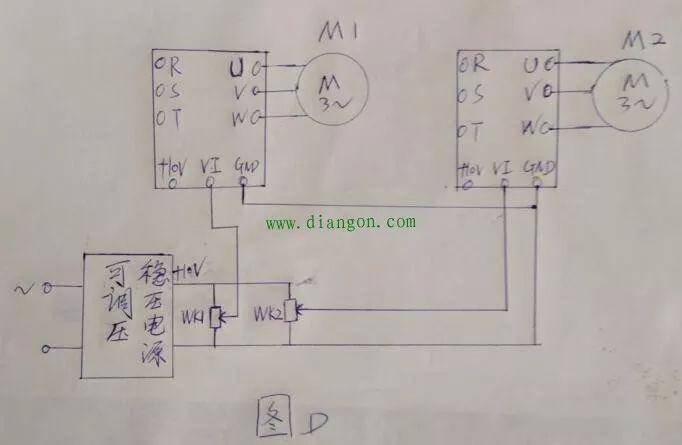 如何用兩臺變頻器同步控制兩臺電動機_電位器