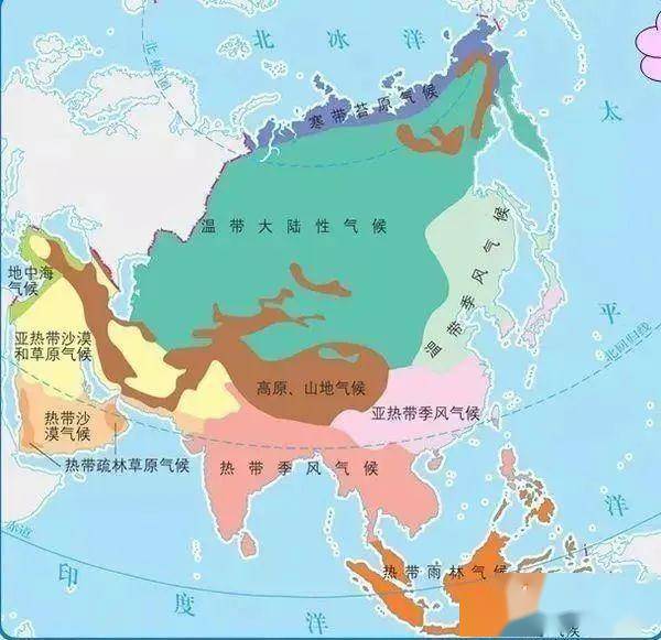 亚洲气候地图图片