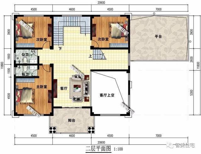 2棟帶附房設計的農村別墅第一棟客廳挑空有堂屋簡歐風很唯美