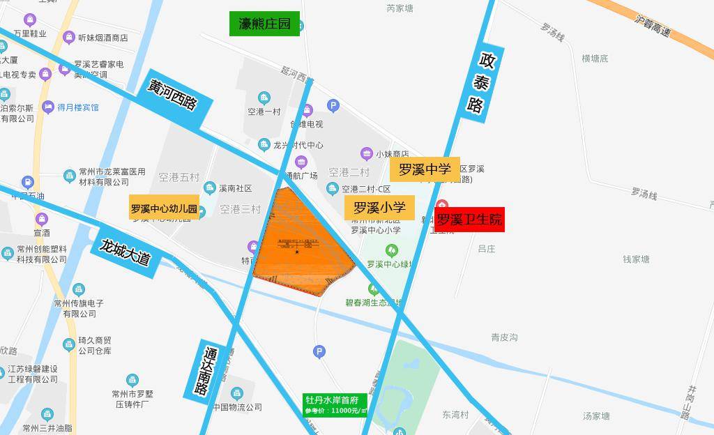 6969地塊位於常州市新北區羅溪鎮,通達路以東,黃河西路以南,碧春