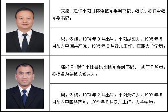 平阳一批领导干部任前公示!