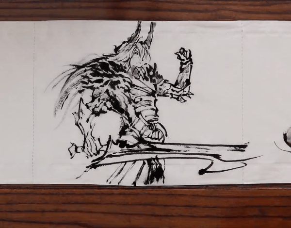 因为从图片中看到,这位玩家手绘的干将莫邪海报十分像,简直神相似.