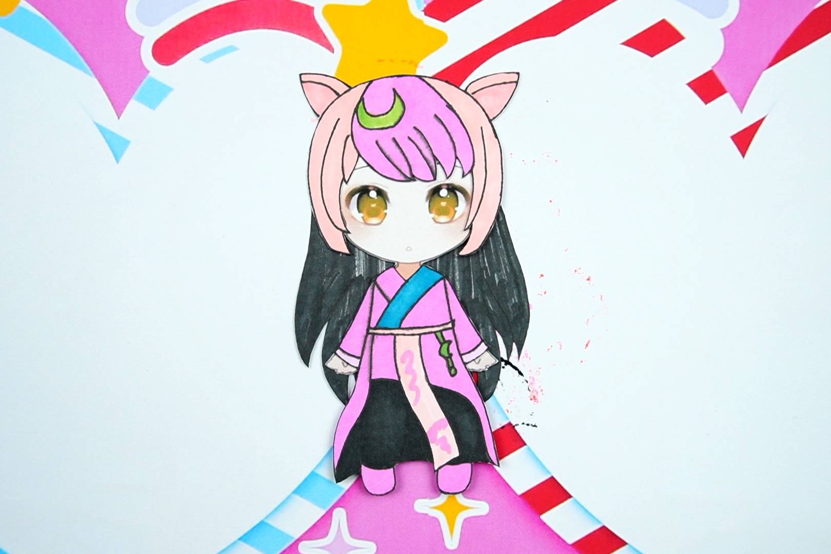 精灵梦叶罗丽手工贴纸,纸娃娃卡通颜爵手绘教程