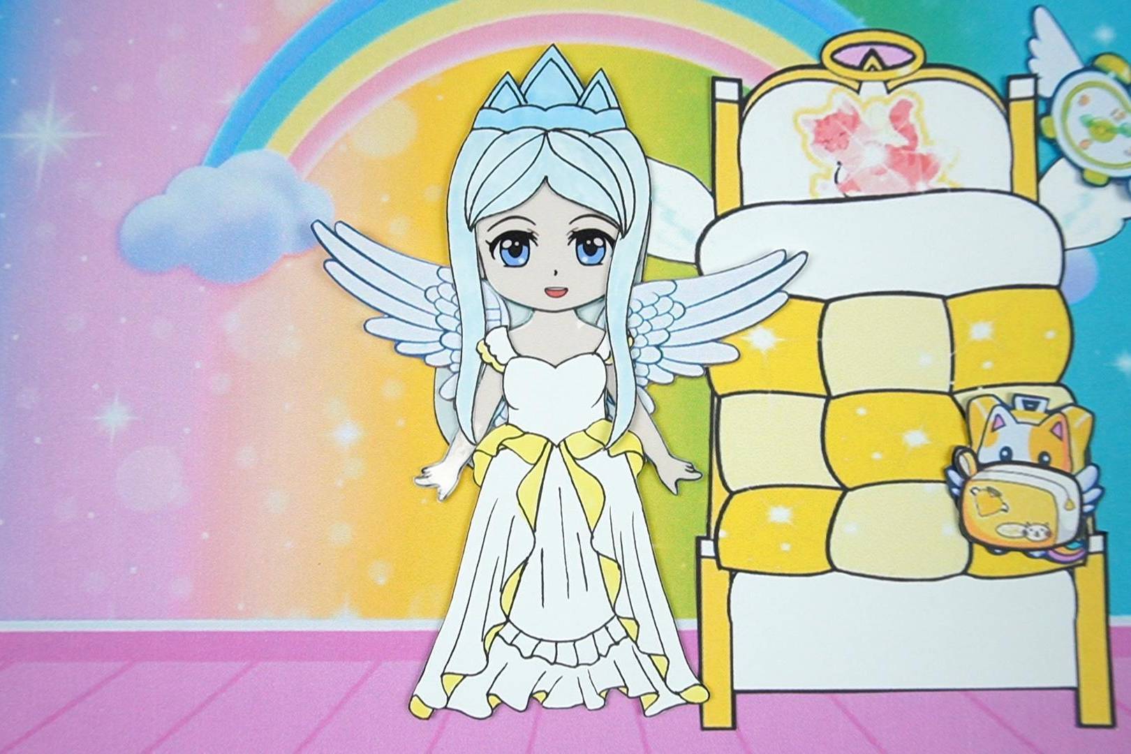 精灵梦叶罗丽纸娃娃,冰公主的天使裙和翅膀