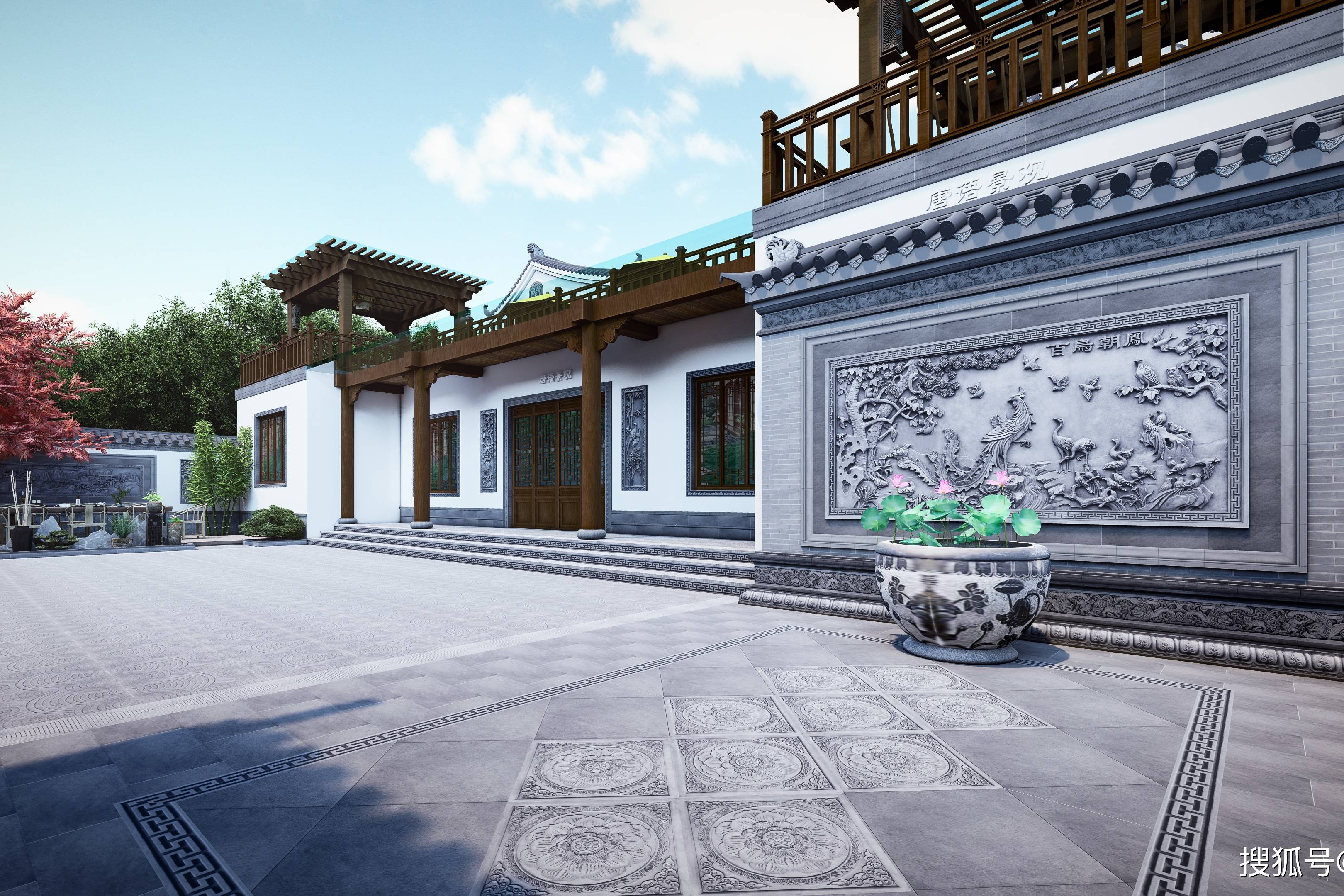 影壁墙设计图片大全唐语砖雕案例图片