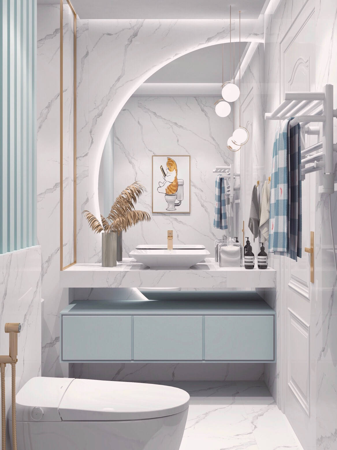 卫生间设计小浴室就要选冷色调高贵文艺不压抑