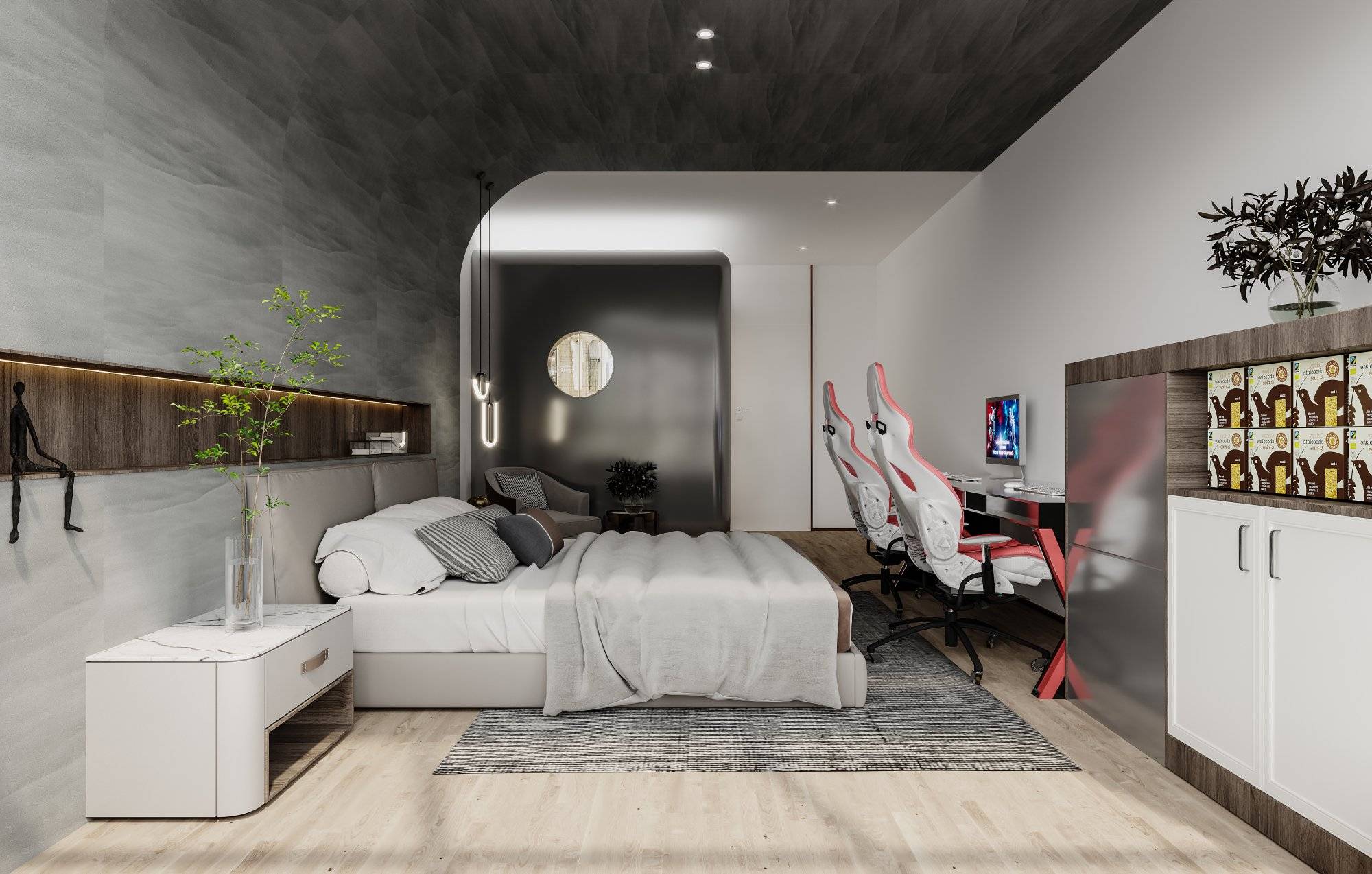 灰色调现代简约设计风格电竞酒店电竞酒店设计案例分享