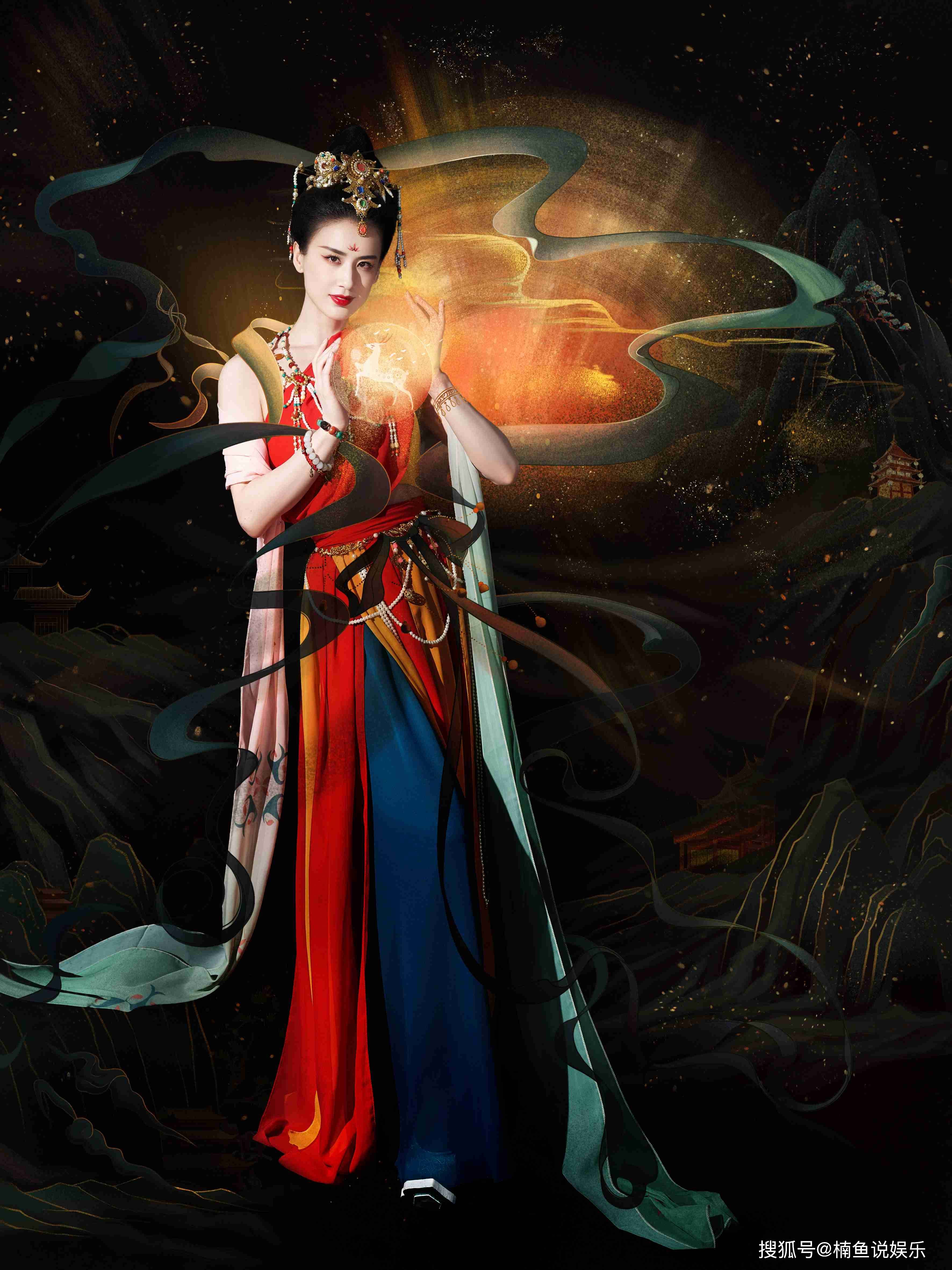 黄圣依挑战敦煌壁画天女造型,霓裳飞舞仙气十足,古装气质好美_仙女