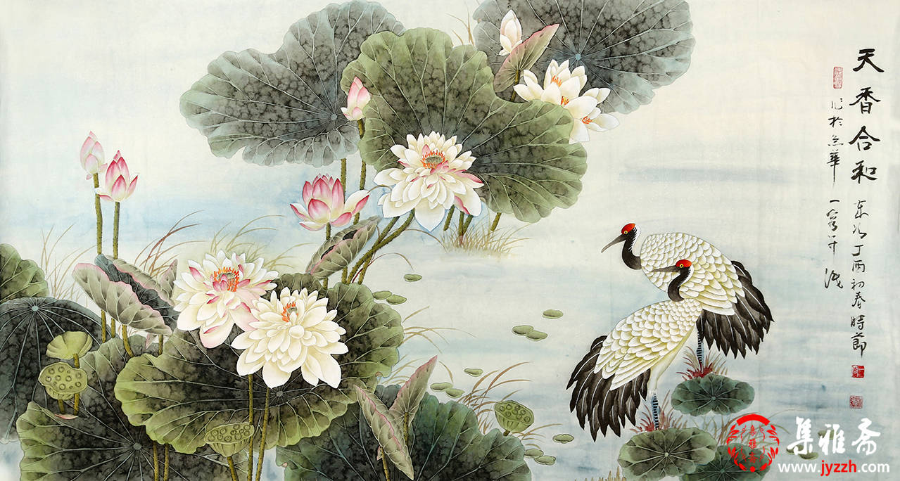 清新典雅超凡脱俗国画荷花图哪里适合挂荷花字画