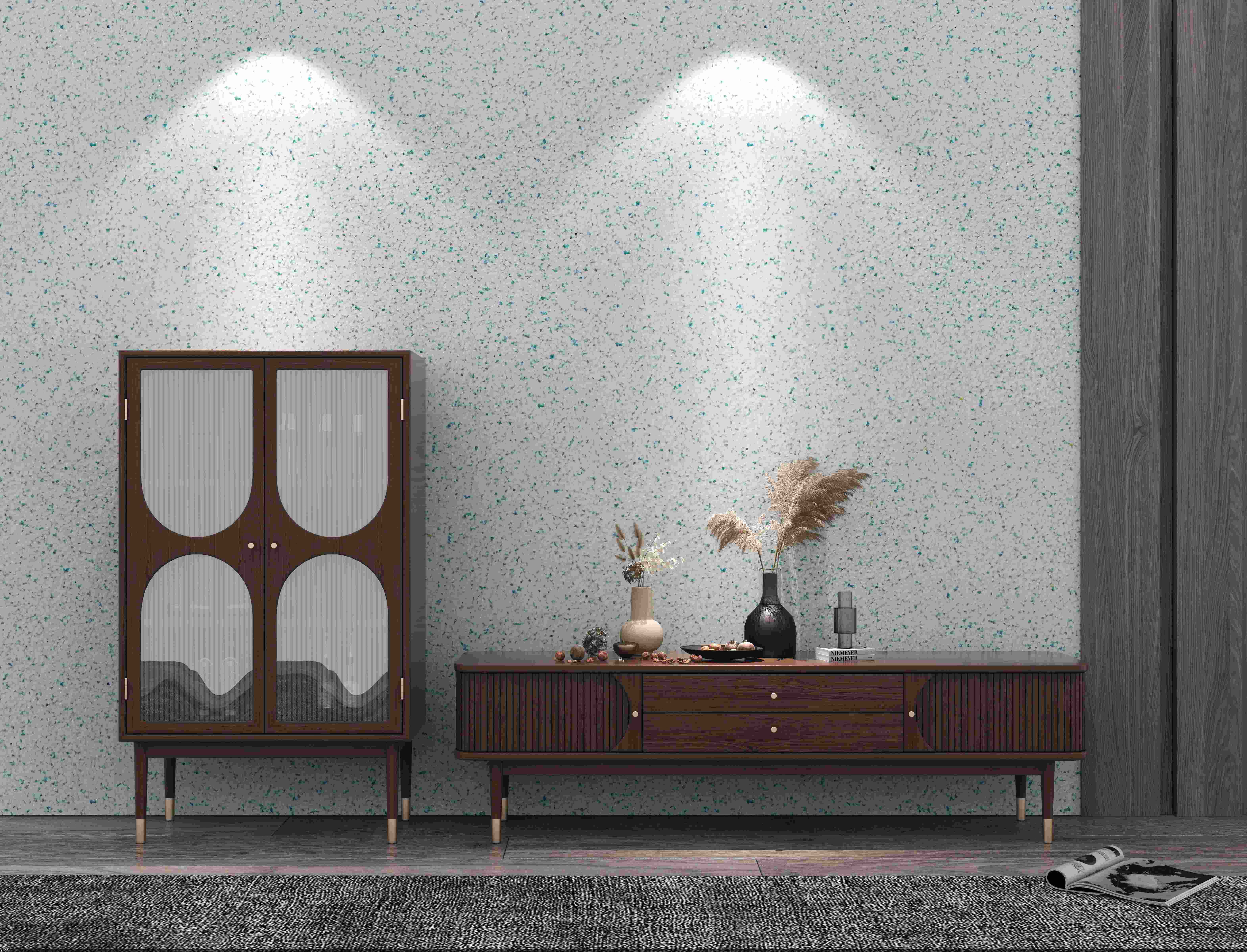 塑造自然的不规则花纹,色泽亮丽纹理细腻工艺:滚涂 喷洒,普通油漆工