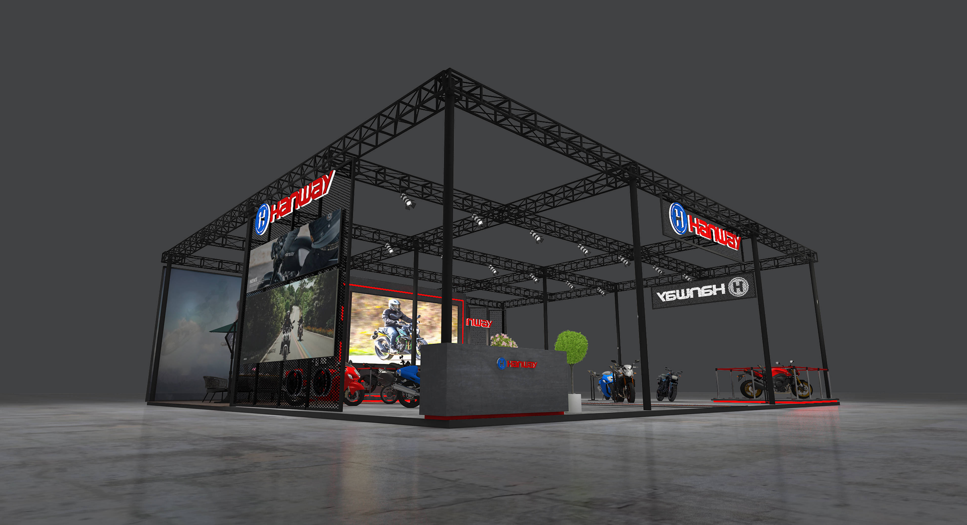 汉威机车以金属工业风展台参展中国重庆摩博会享惊喜的视觉盛宴