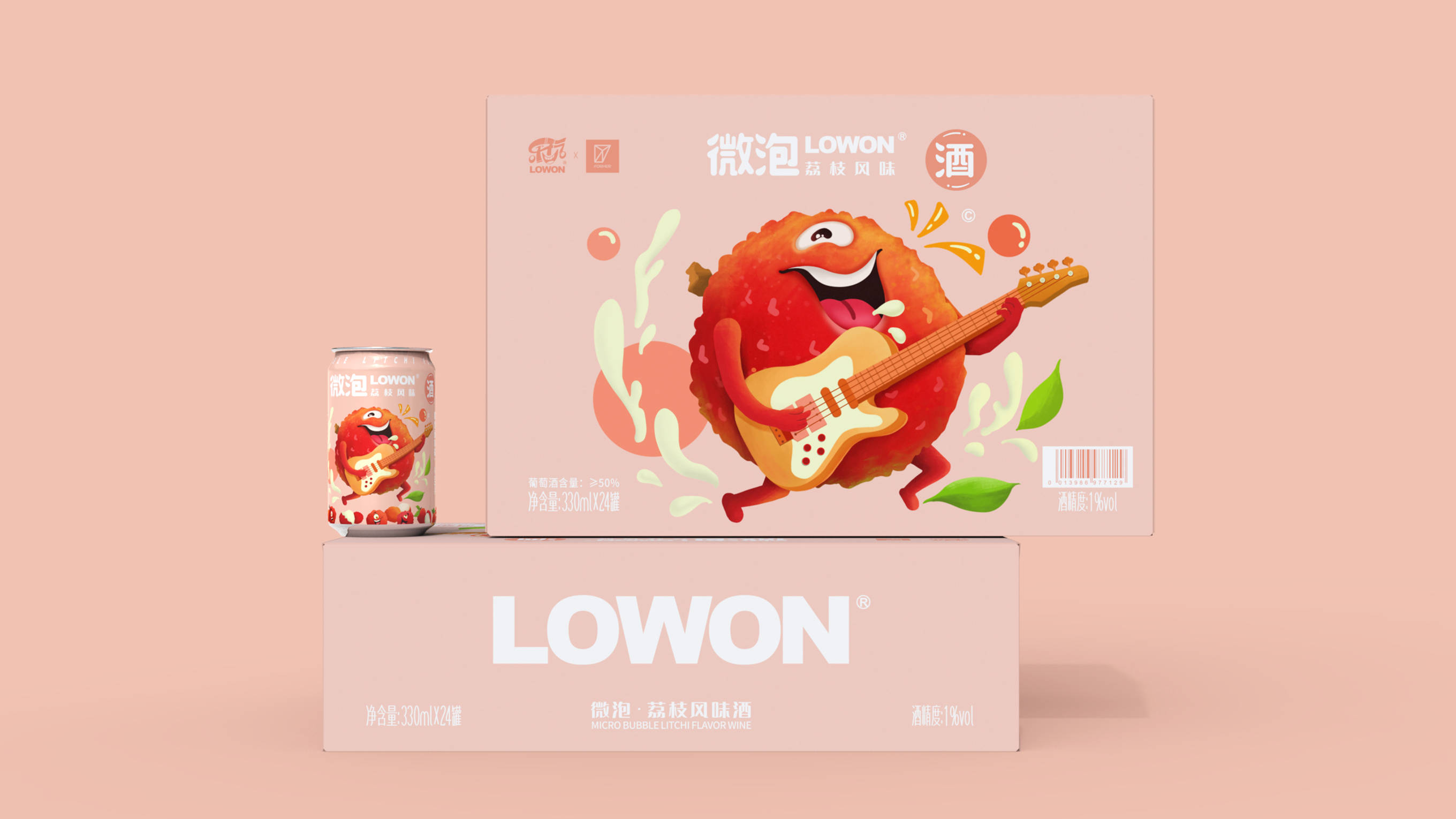 乐玩1度果酒标志及包装设计创意卡通插画