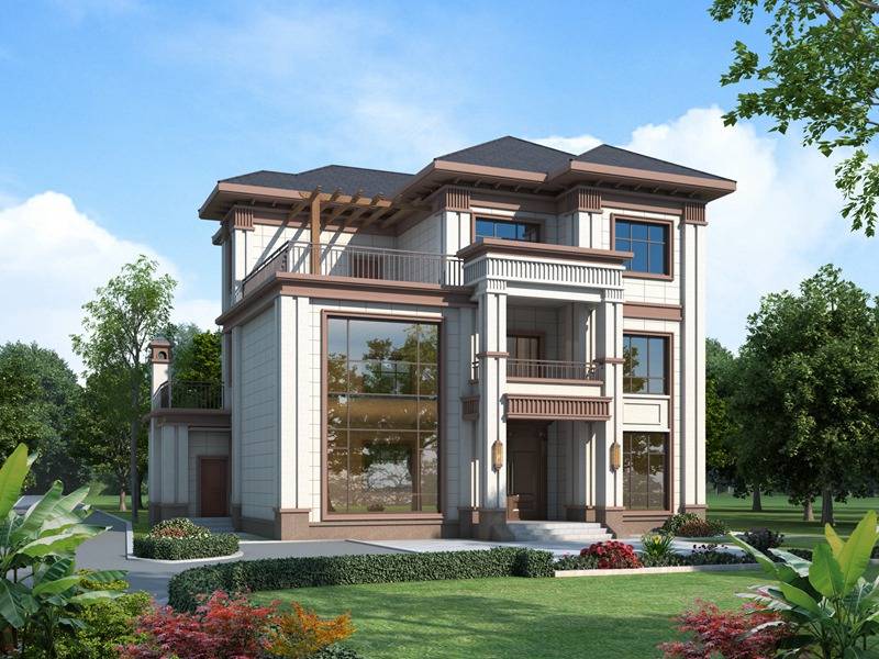 浙江农村三层别墅设计图,带你见识国内乡墅集中地的风格_罗马柱