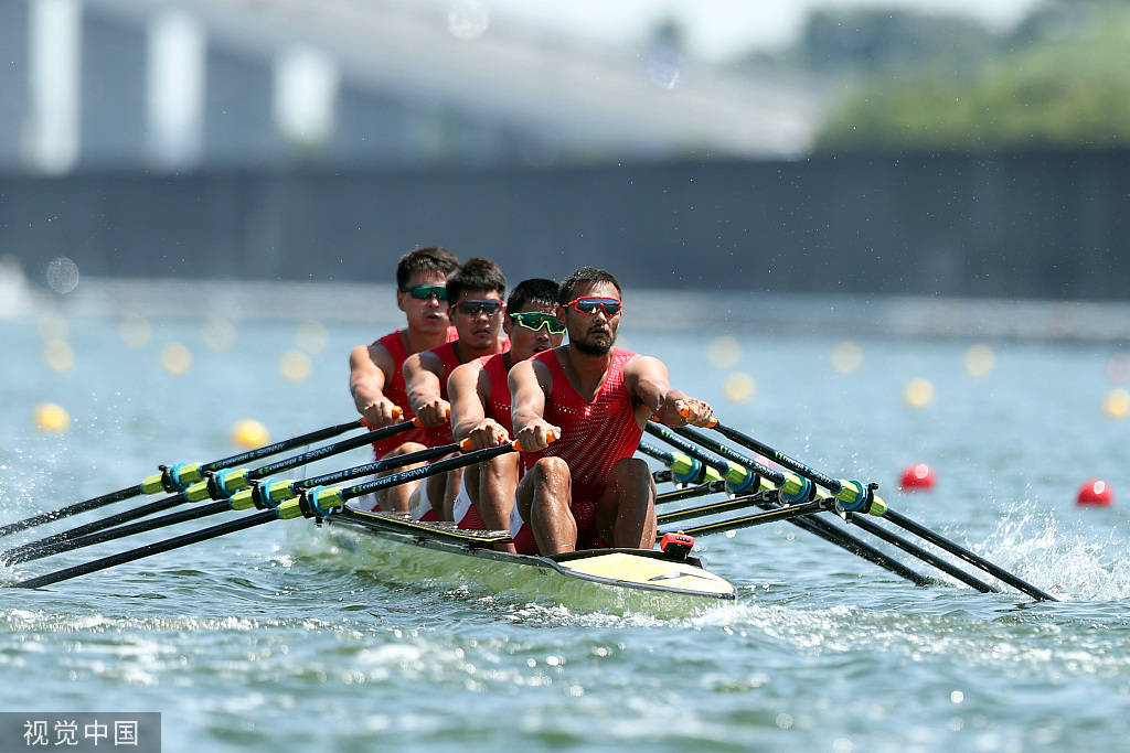 北京时间7月25日,2020东京奥运会赛艇男子四人双桨复活赛在海之森水上