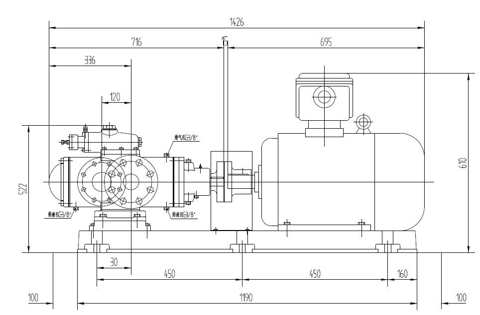 smh210r40e6.7w23三螺杆泵配11kw-4电机外形尺寸图