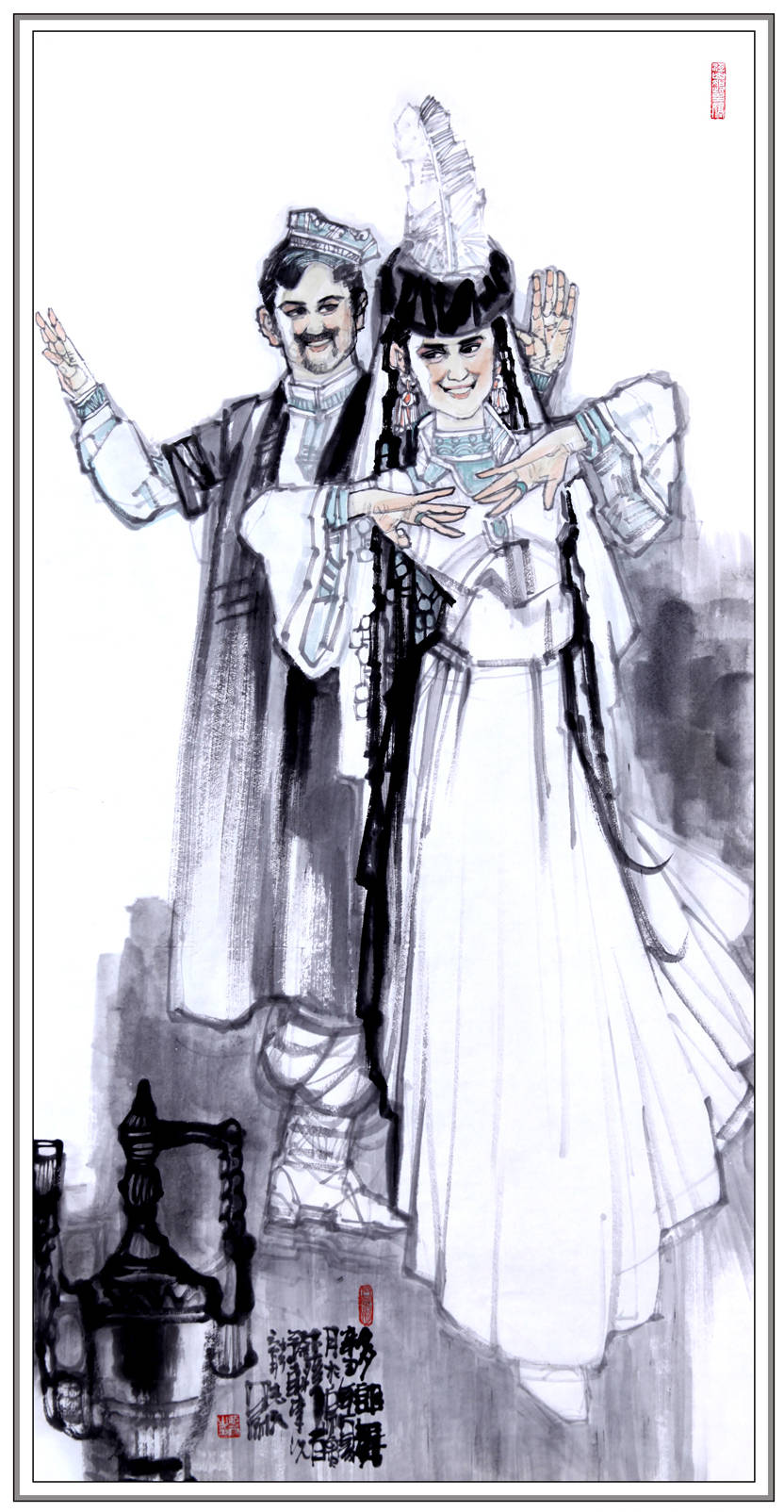 大美新疆著名画家李志天新疆舞蹈画新疆山水画