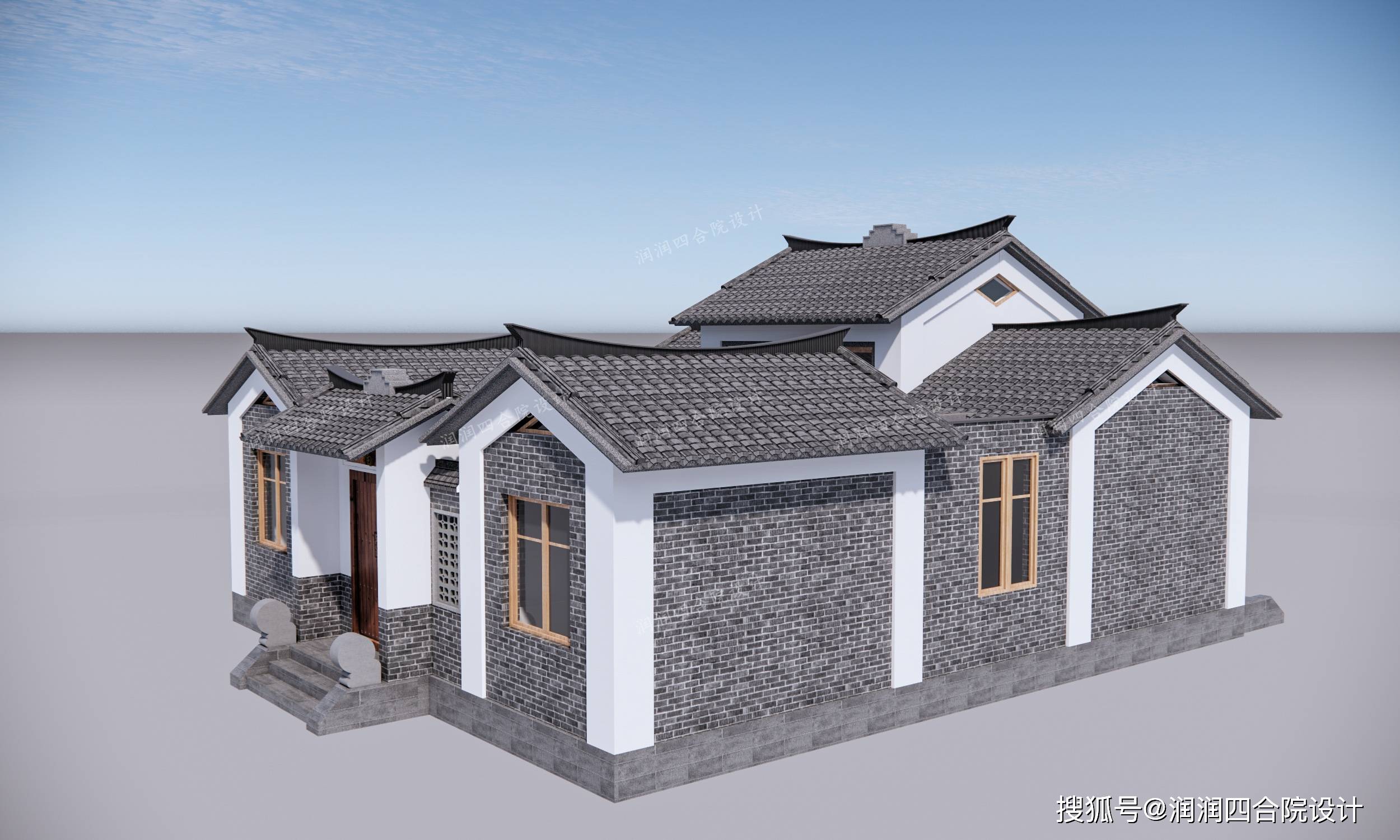 兄弟拼建11米12米小型的农村一层中式四合院润润四合院设计刘鹰