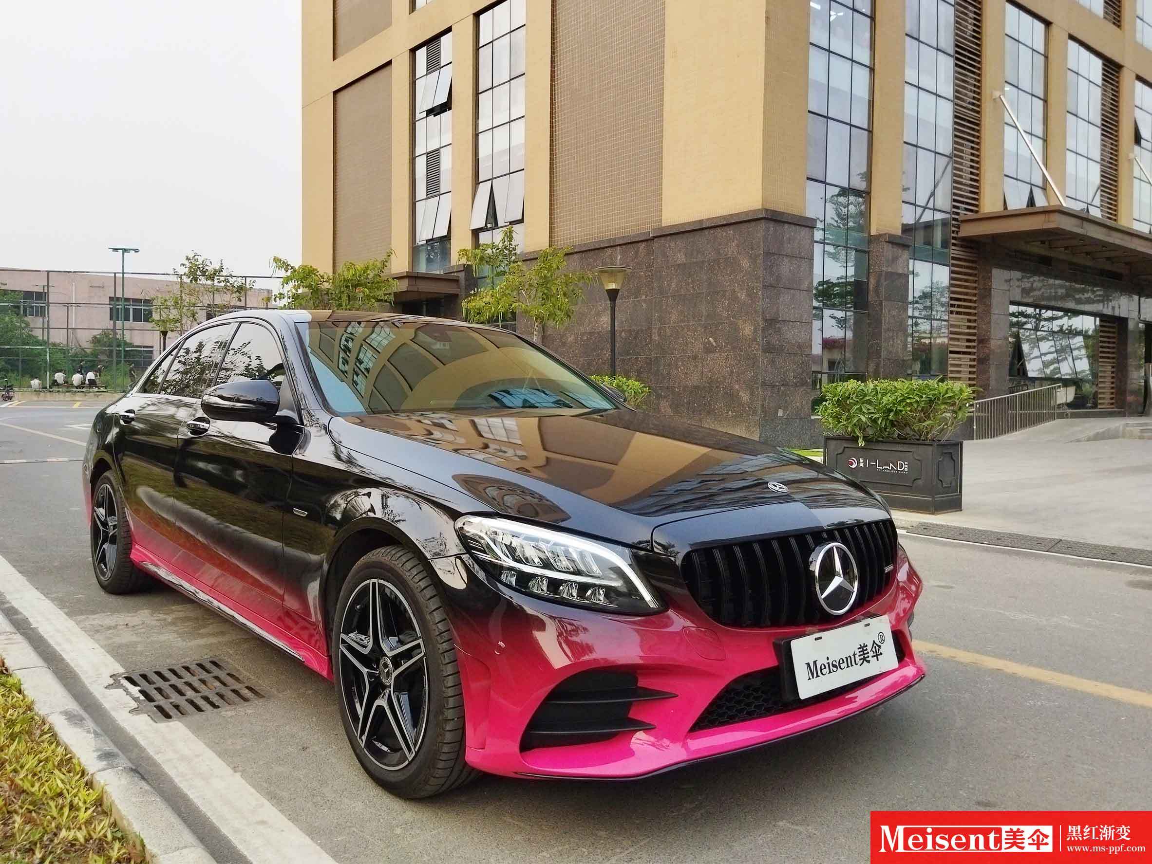 美国meisent美伞进口高端改色膜 黑红渐变--奔驰