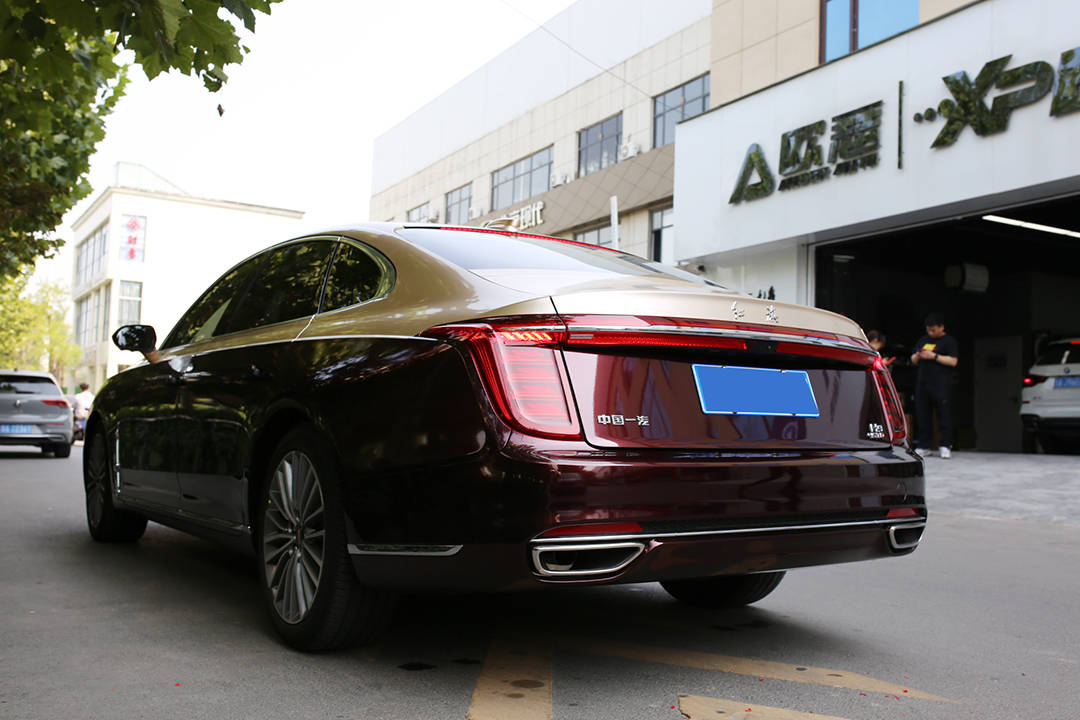 改色膜案例 | 红旗h9济南欧瑟全车改色双拼酒红 香槟金_搜狐汽车_搜狐