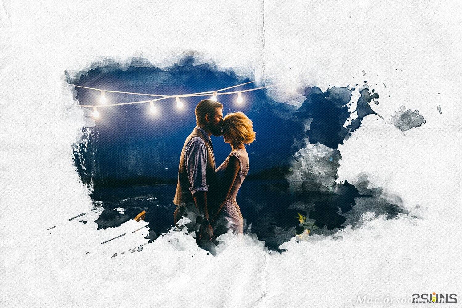 20个水彩叠加肖像蒙版笔刷