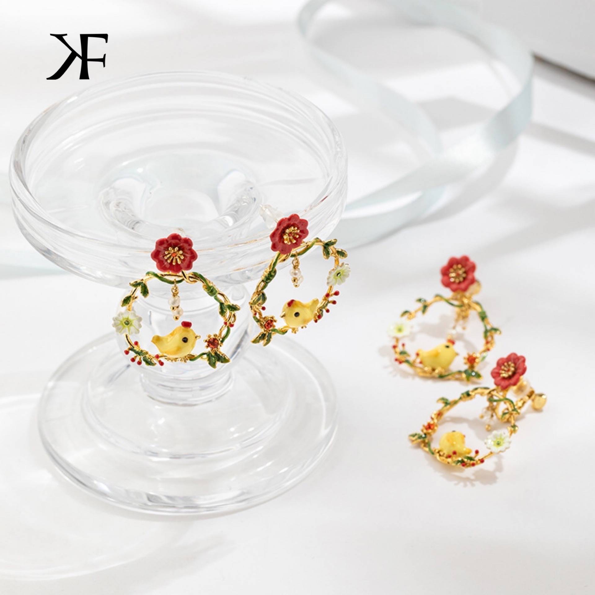 法式刺绣手工刺绣梵芮锦刺绣耳环分享