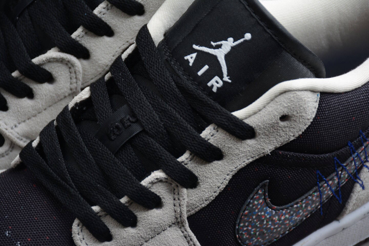 Low 乔丹 Air Jordan 1 Low Crater 灰蓝黑缝线低帮篮球鞋