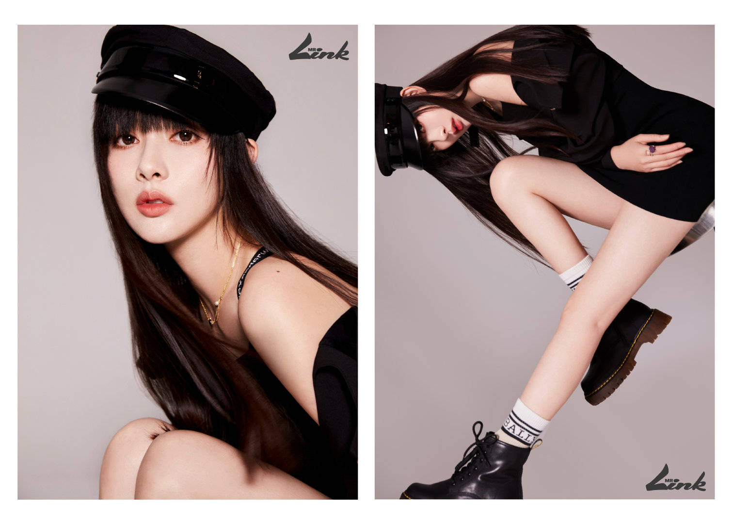 孟子义穿紧身黑裙秀纤细长腿 海军风造型性感妩媚